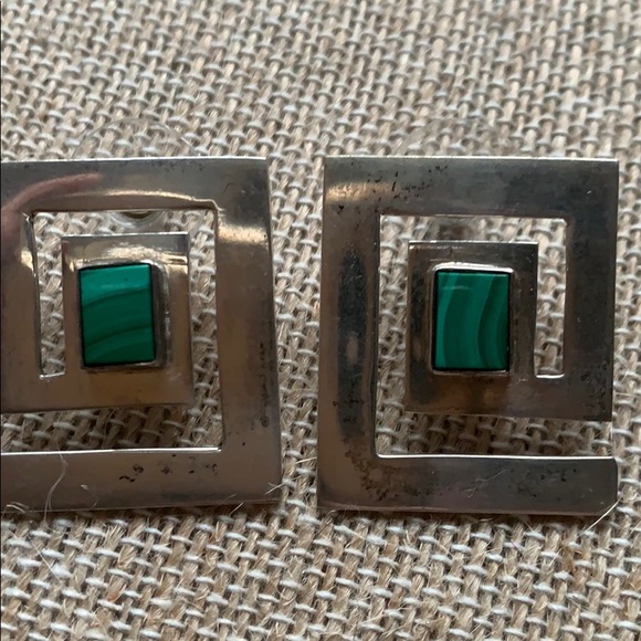 Sterling Malachite Earrings - Picture 4 of 4